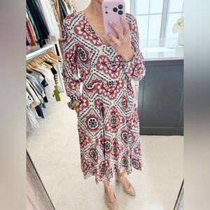 Yumi Kim Elegant Patterned Midi Dress Size Small